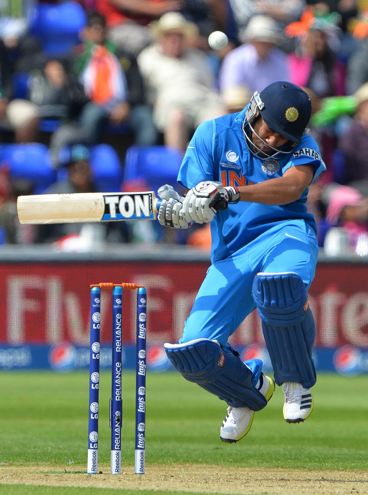 Rohit Sharma ducks a bouncer, India v South Africa, Champions Trophy, Group B, Cardiff, June 6, 2013