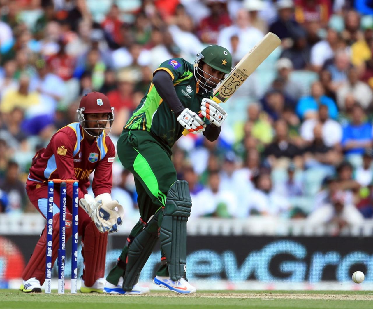 Nasir Jamshed plays an on drive, West Indies v Pakistan, Champions Trophy, Group B, The Oval, June 7, 2013