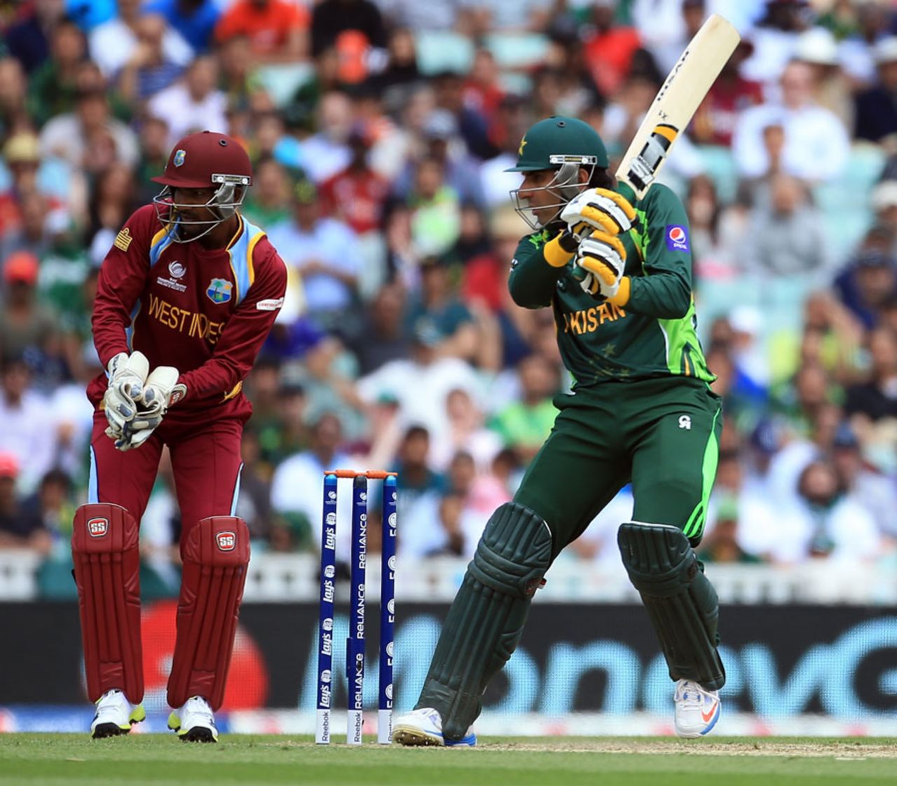 Misbah ul-Haq cuts square, West Indies v Pakistan, Champions Trophy, Group B, The Oval, June 7, 2013