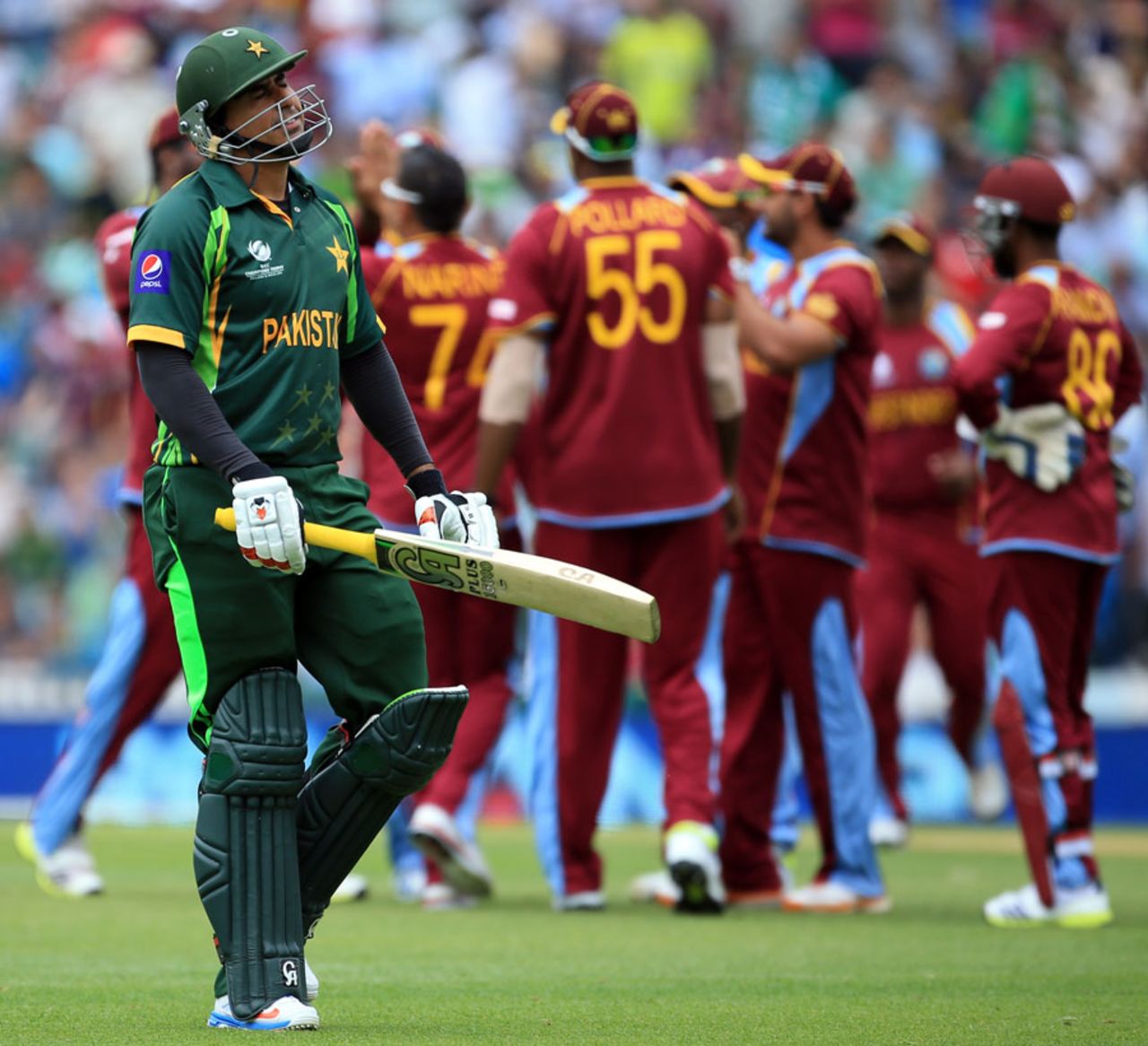 Nasir Jamshed grimaces after being given out, West Indies v Pakistan, Champions Trophy, Group B, The Oval, June 7, 2013