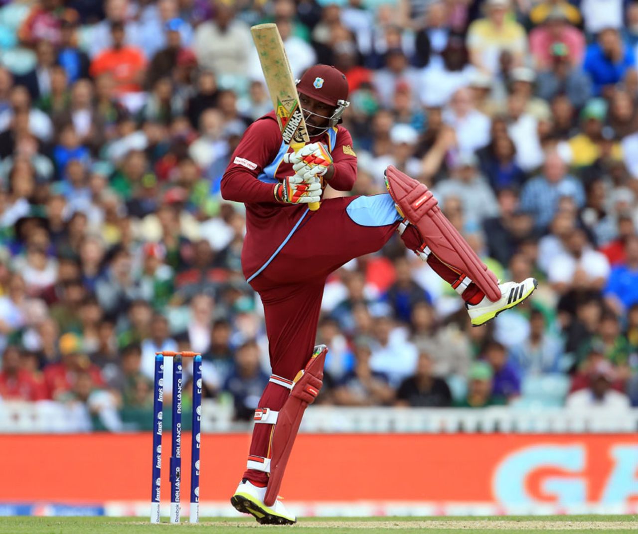 Chris Gayle pulls to the leg side boundary, West Indies v Pakistan, Champions Trophy, Group B, The Oval, June 7, 2013