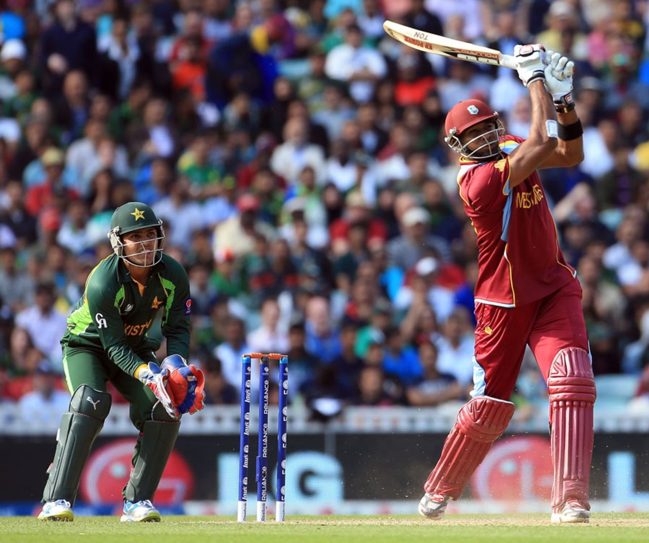 Kieron Pollard hits over the top, West Indies v Pakistan, Champions Trophy, Group B, The Oval, June 7, 2013