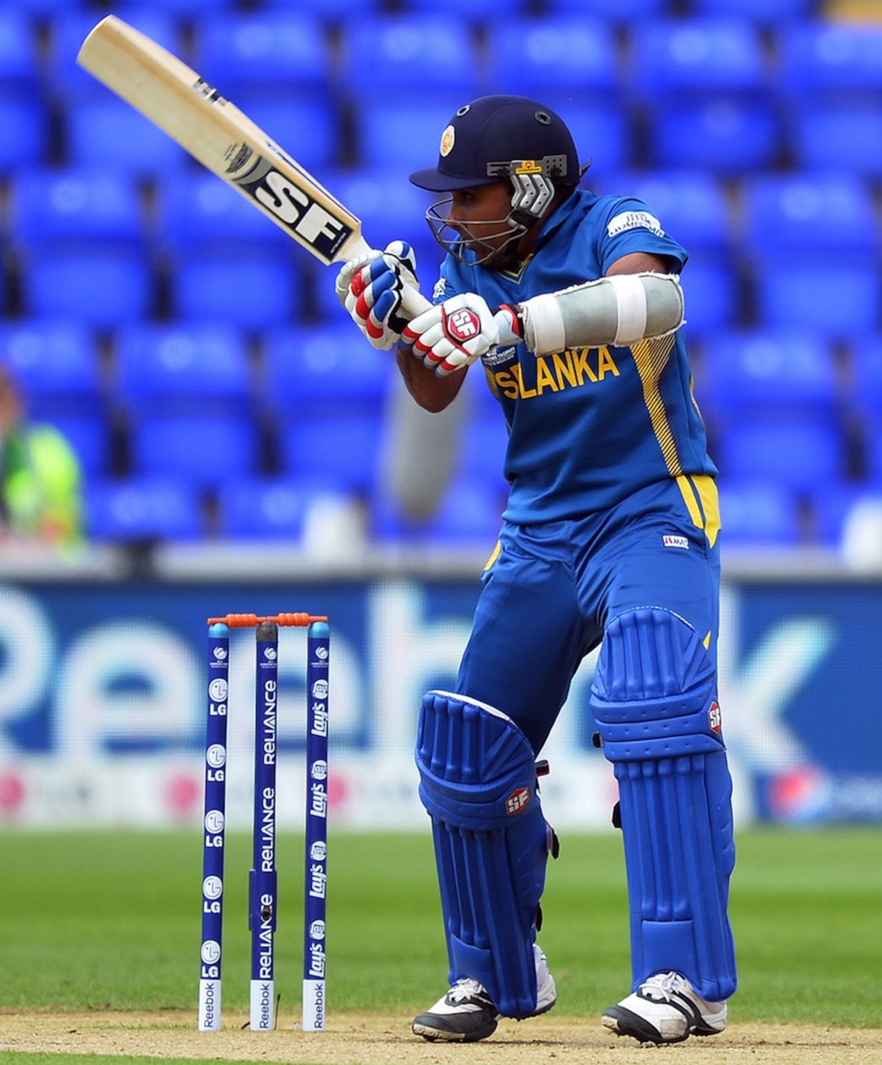 Mahela Jayawardene steers the ball on the off side, New Zealand v Sri Lanka, Champions Trophy, Group A, Cardiff, June 9, 2013