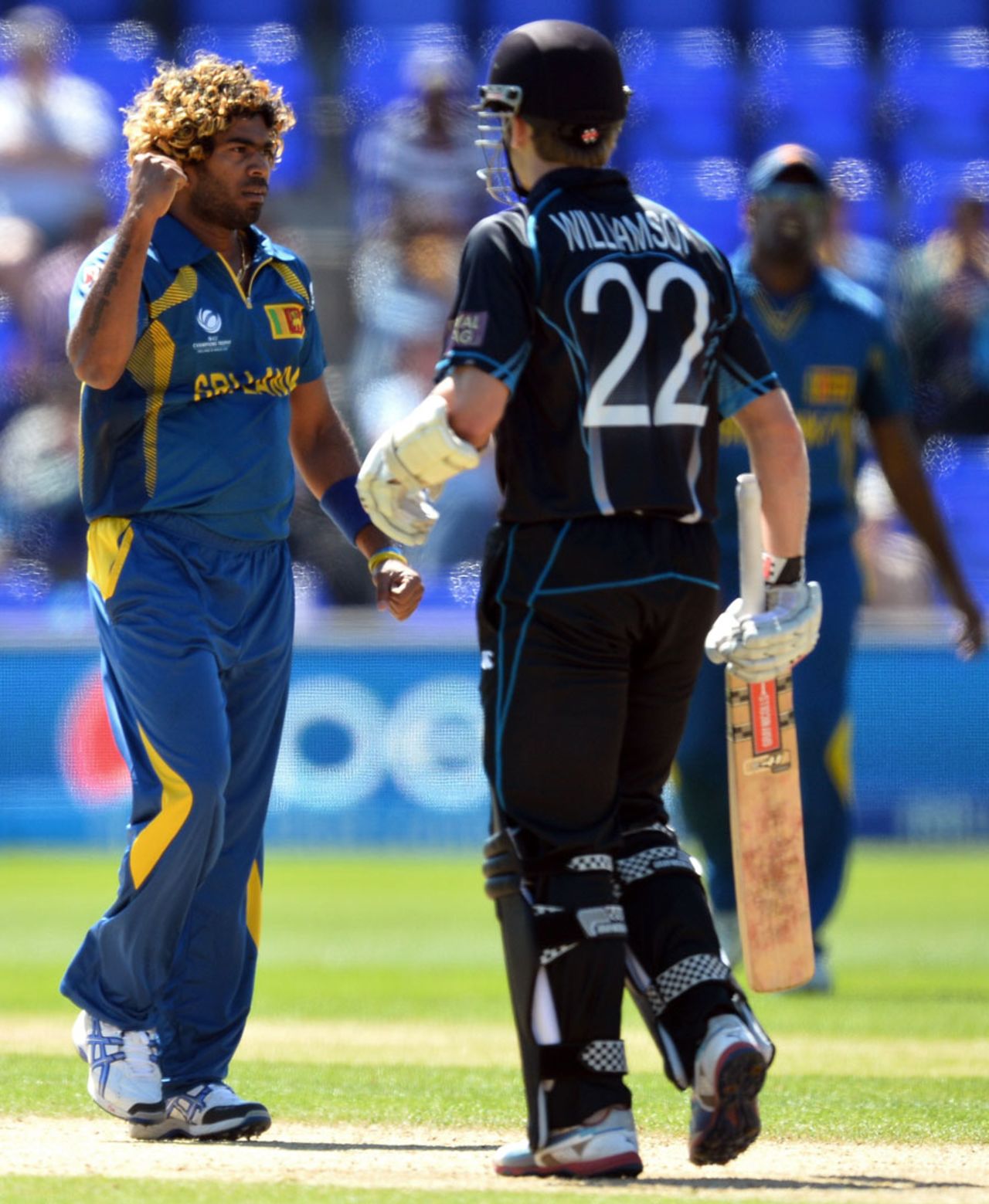 Lasith Malinga picks up Kane Williamson, New Zealand v Sri Lanka, Champions Trophy, Group A, Cardiff, June 9, 2013