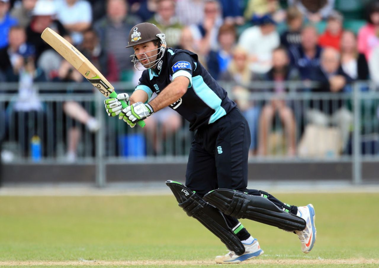 Ricky Ponting was run out for 17, Surrey v Lancashire, Yorkshire Bank 40, Group B, Guildford, June, 9, 2013