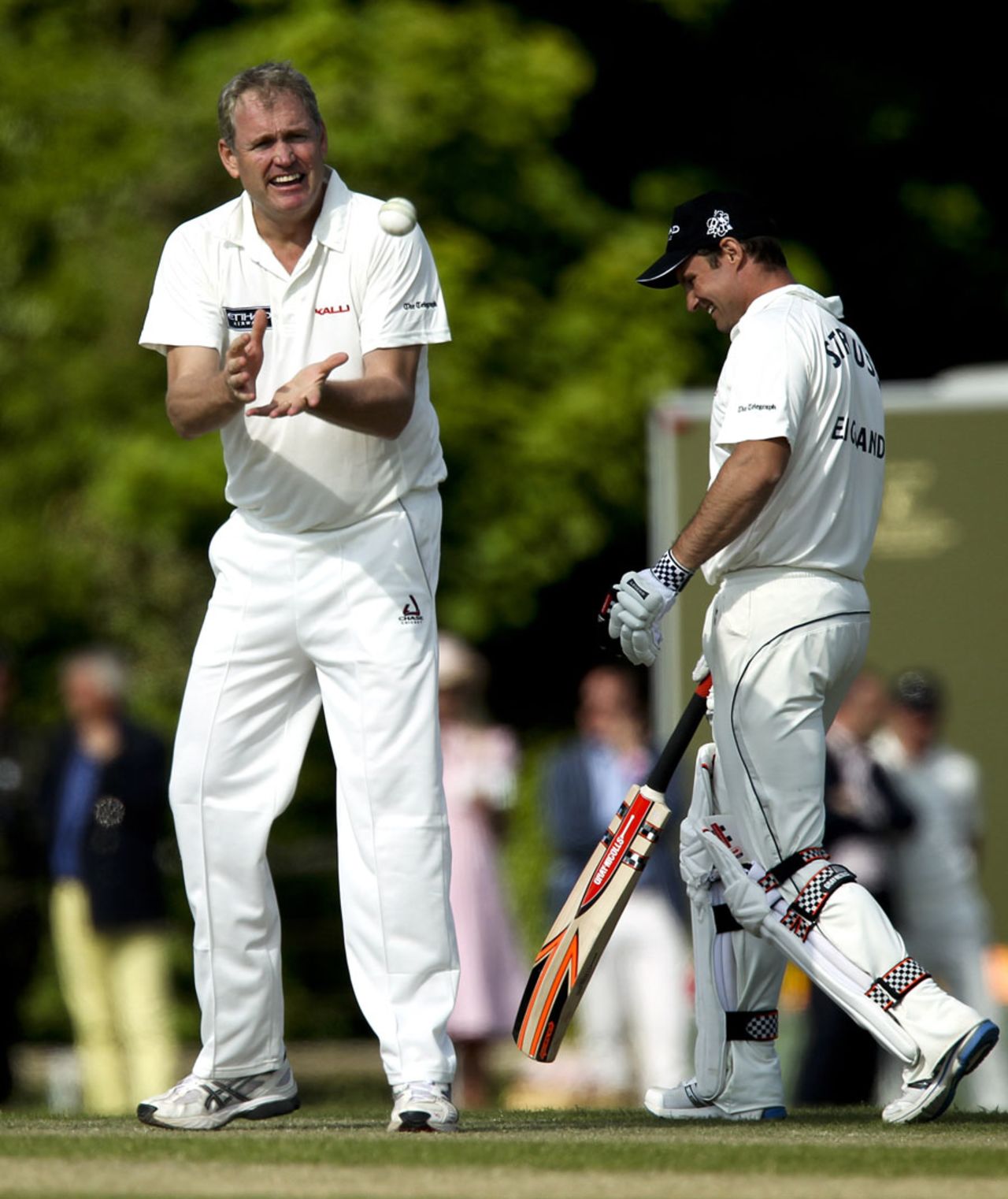 Tom Moody about to catch the ball at a charity T20 match, Cirencester Cricket Club, June 9, 2013