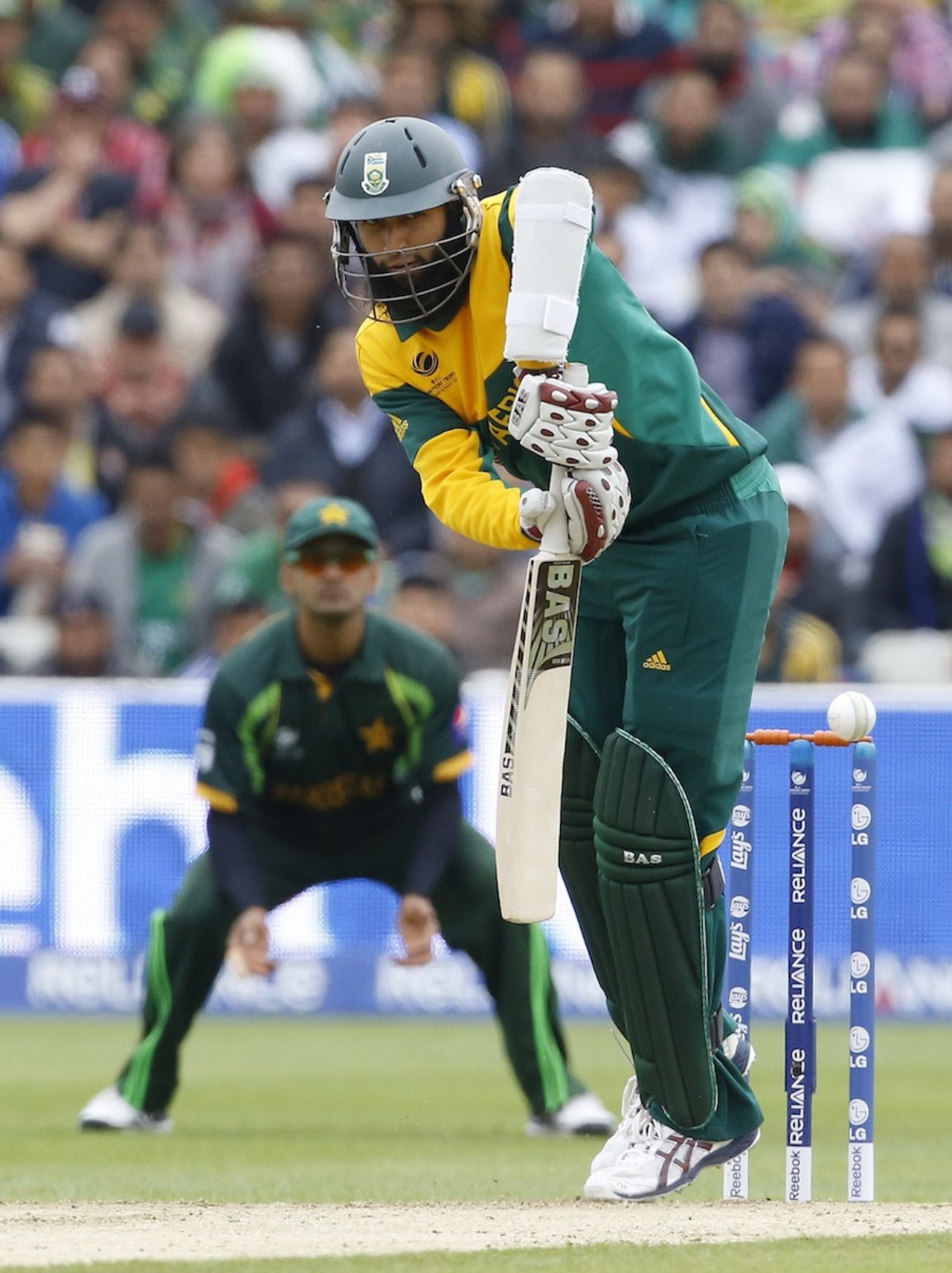 Hashim Amla plays one on his toes, Pakistan v South Africa, Champions Trophy, Group B, Edgbaston, June 10, 2013