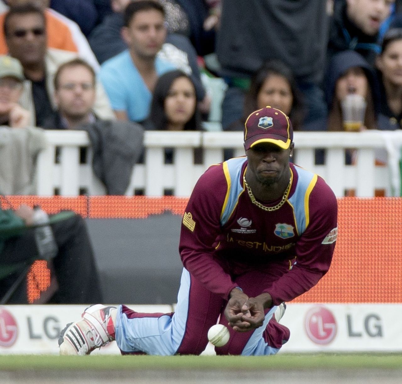 Kemar Roach spills a catch near the boundary, India v West Indies, Champions Trophy, Group B, The Oval, June 11, 2013