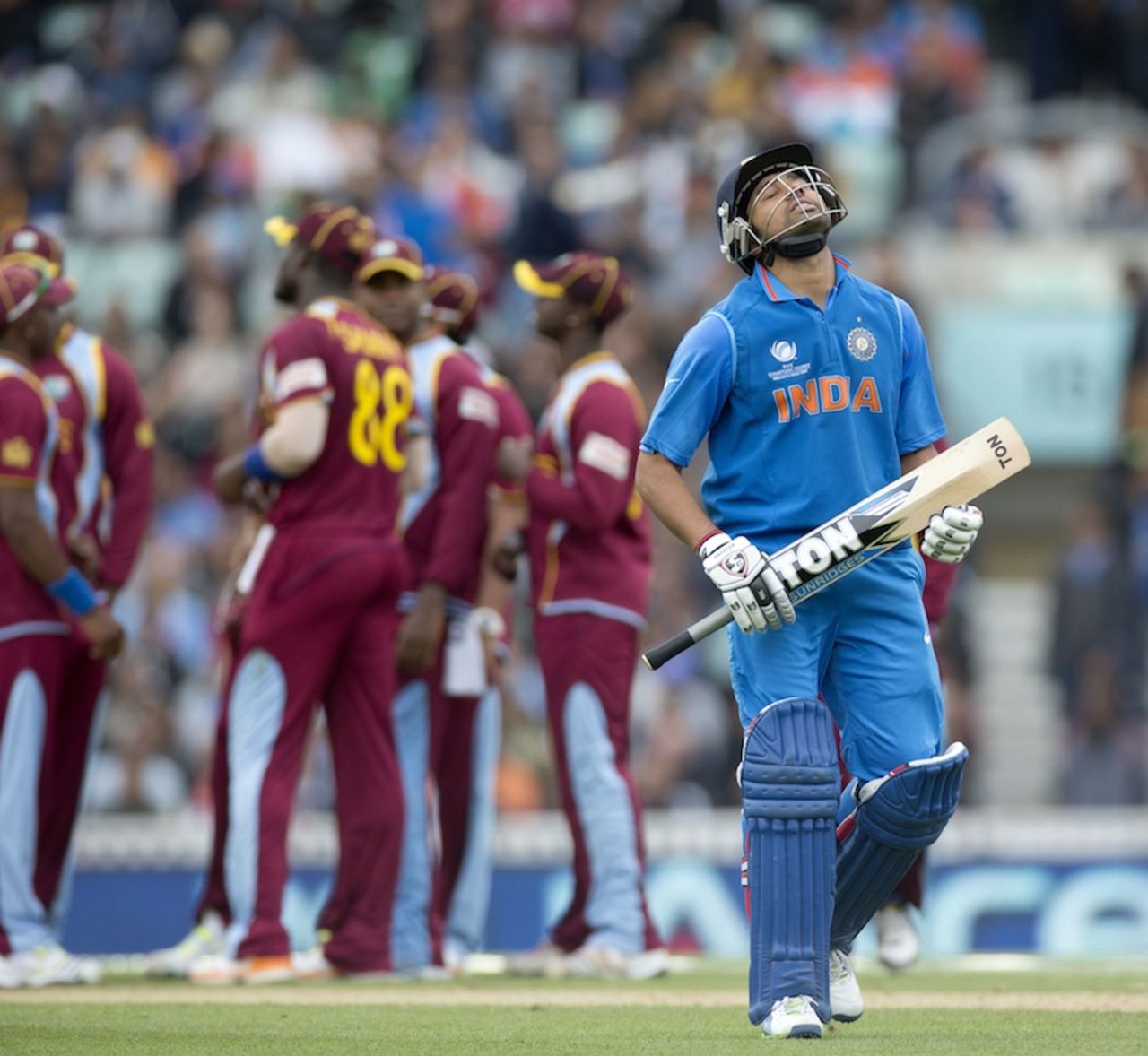 Rohit Sharma reacts after being given out, India v West Indies, Champions Trophy, Group B, The Oval, June 11, 2013