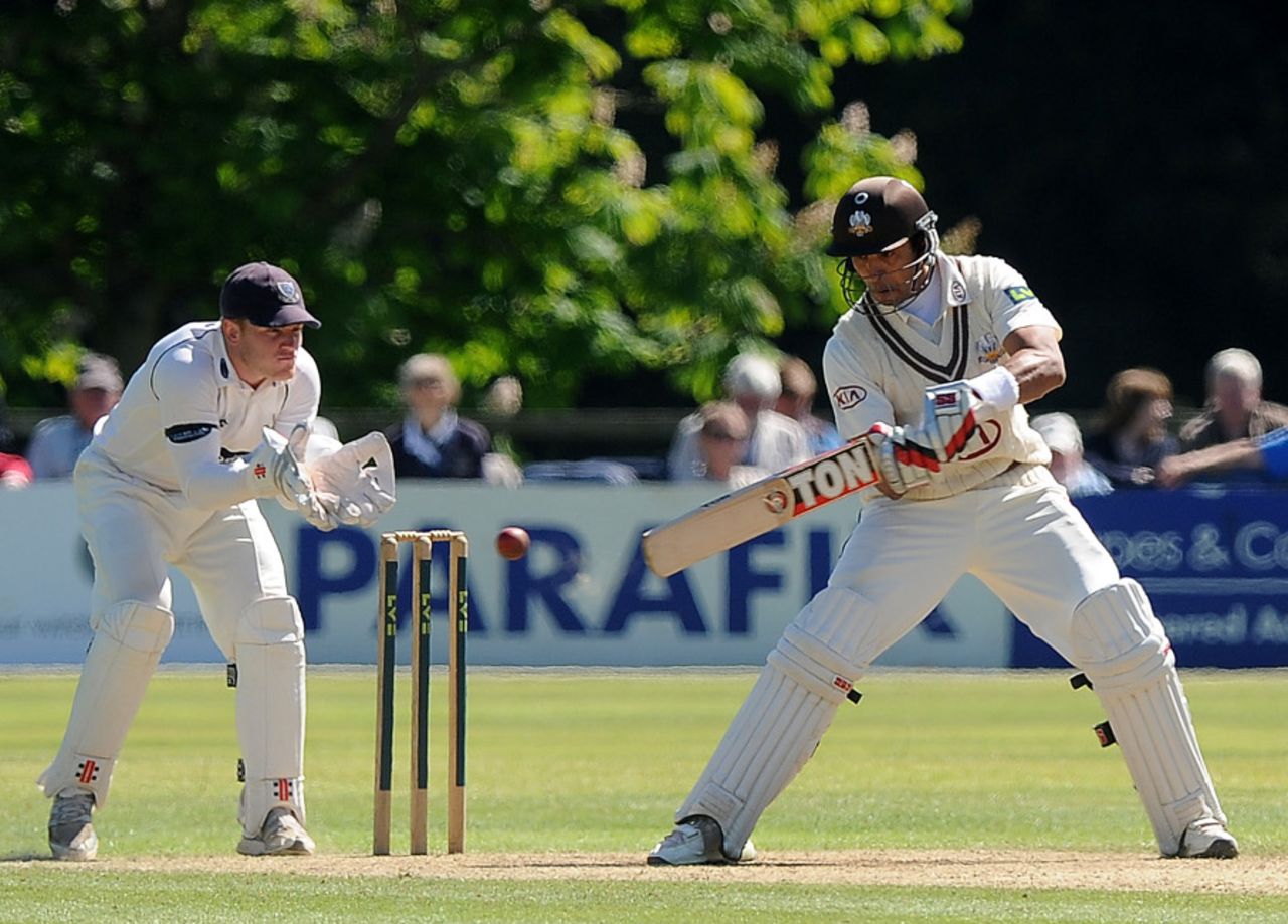 Vikram Solanki places the ball through the off side, Sussex v Surrey, County Championship, Division One, Arundel, 3rd day, June 14, 2013