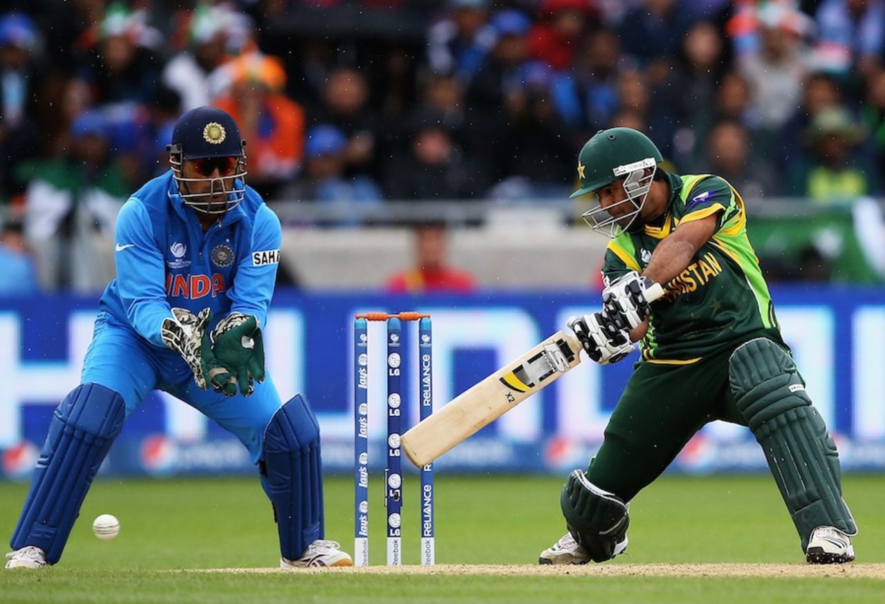 Asad Shafiq cuts the ball, India v Pakistan, Champions Trophy, Group B, Edgbaston, June 15, 2013