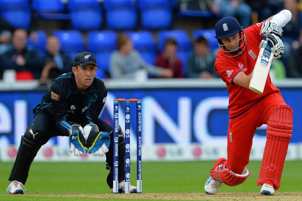 Joe Root drives on the up through the covers, England v New Zealand, Champions Trophy, Group A, Cardiff, June 16, 2013