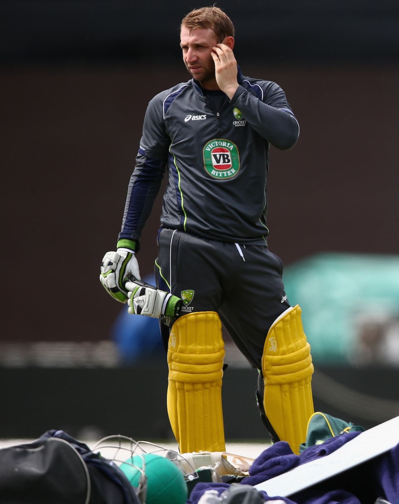 Phillip Hughes takes a breather during training, Champions Trophy, The Oval, June 16, 2013