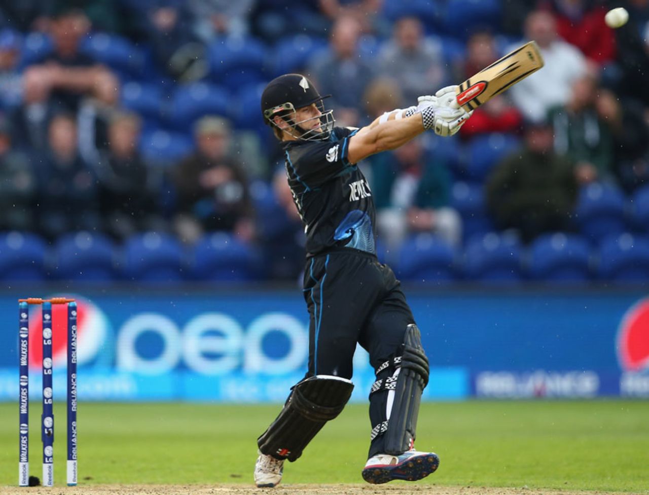 Kane Williamson plays a lofted pull shot, England v New Zealand, Champions Trophy, Group A, Cardiff, June 16, 2013