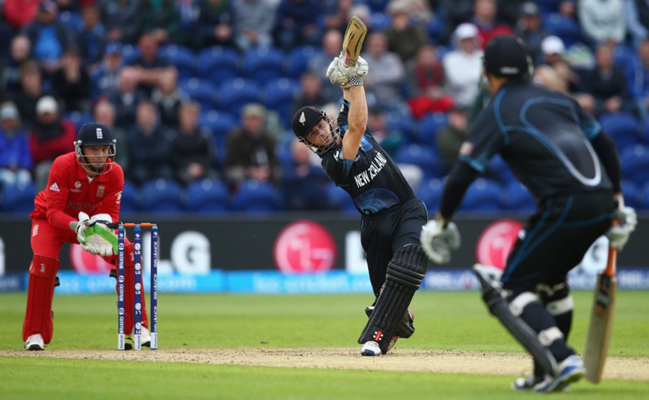 Kane Williamson hits inside out over cover, England v New Zealand, Champions Trophy, Group A, Cardiff, June 16, 2013