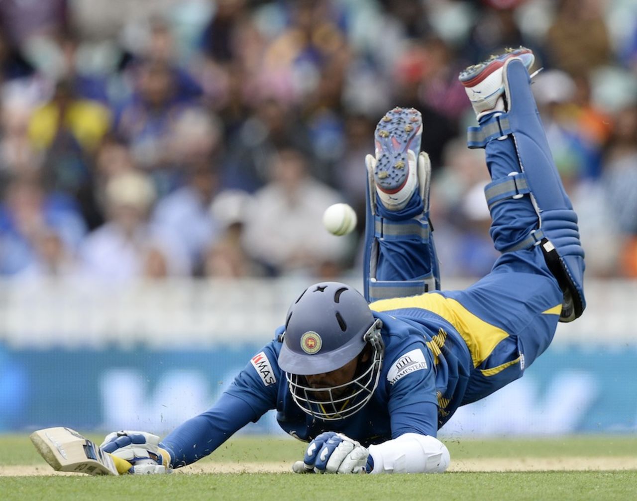 Tillakaratne Dilshan dives to makes his ground, Australia v Sri Lanka, Champions Trophy, Group A, The Oval, June 17, 2013
