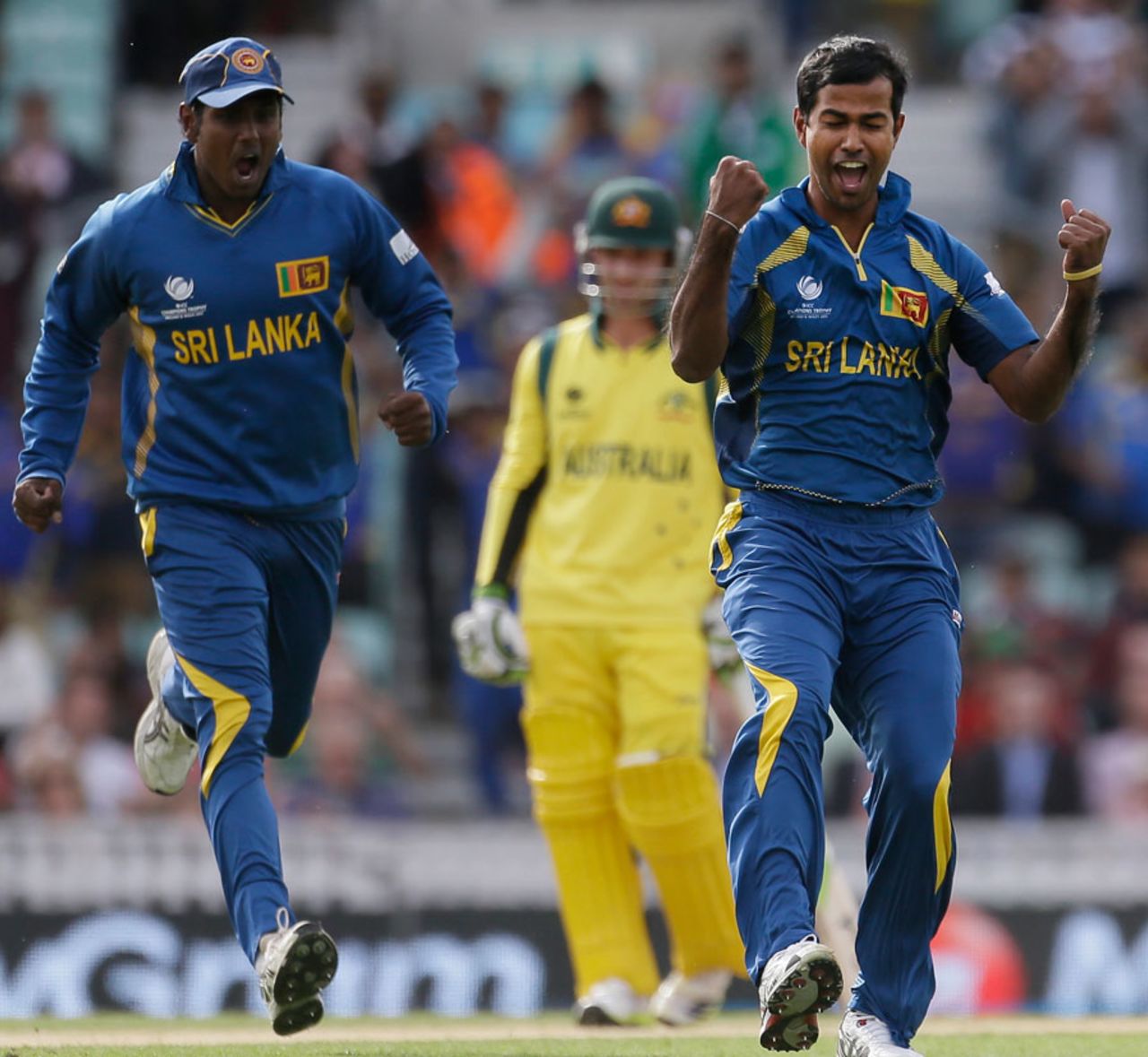 Nuwan Kulasekera celebrates a wicket, Australia v Sri Lanka, Champions Trophy, Group A, The Oval, June 17, 2013