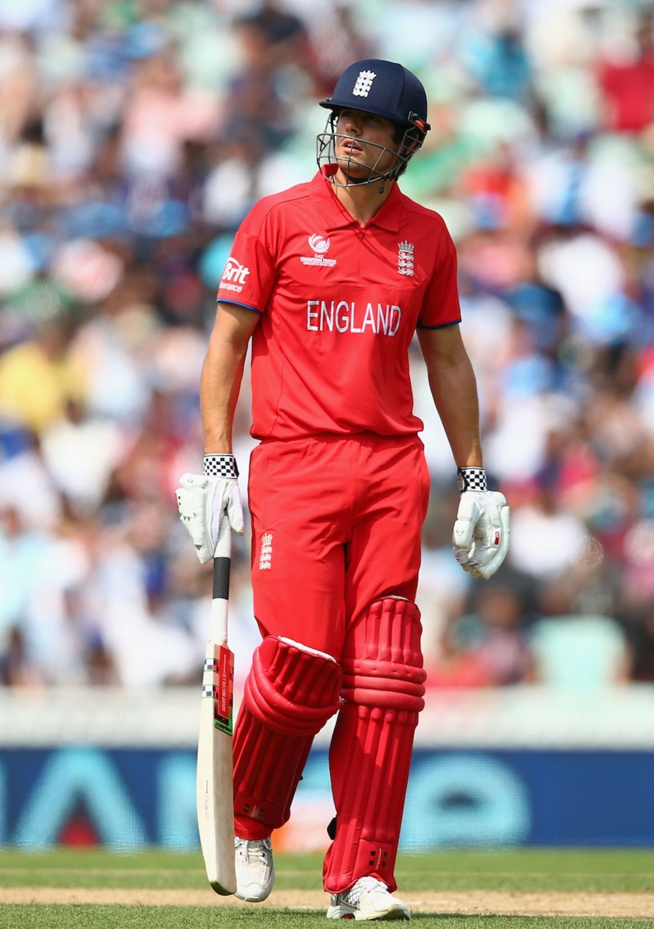 A dejected Alastair Cook walks back, England v South Africa, 1st semi-final, Champions Trophy, The Oval, June 19, 2013