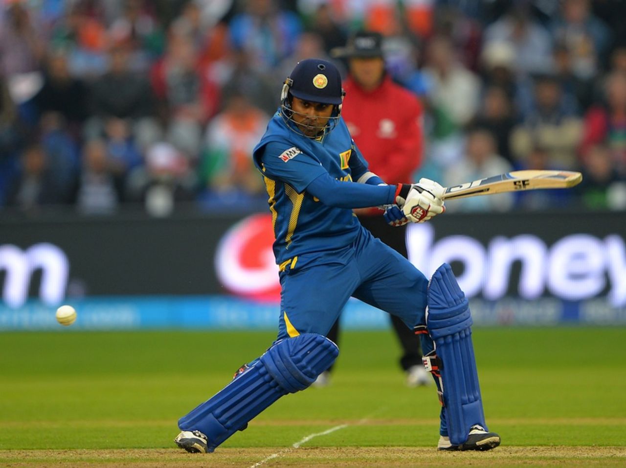 Mahela Jayawardene cuts one square, India v Sri Lanka, Champions Trophy, 2nd semi-final, Cardiff, June 20, 2013
