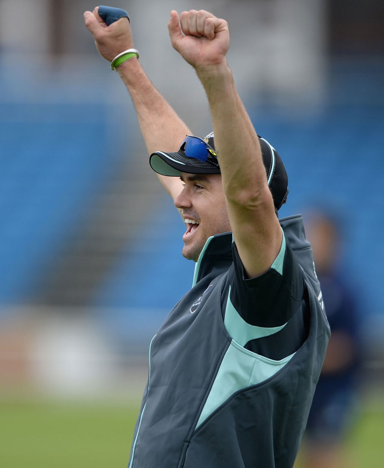 Kevin Pietersen is overjoyed during a training session, Leeds, June 21, 2013