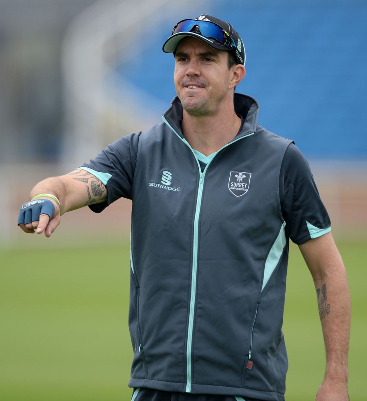 Kevin Pietersen gestures during practice, Leeds, June 21, 2013
