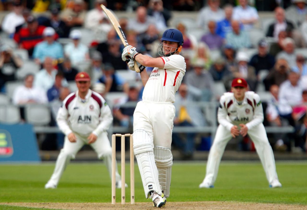 Luis Reece pulls during his innings of 16, Lancashire v Northamptonshire, County Championship, Division Two, Old Trafford, 1st day, June 20, 2013