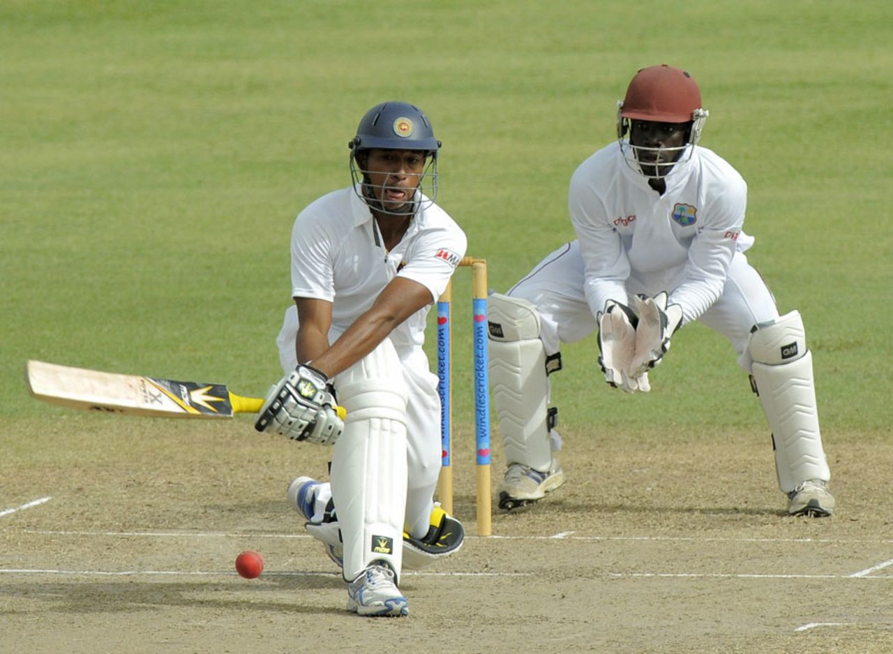 Kithuruwan Vithanage attempts a reverse sweep,  West Indies A v Sri Lanka A, 1st unofficial Test, 1st day, St Kitts, June 5, 2013
