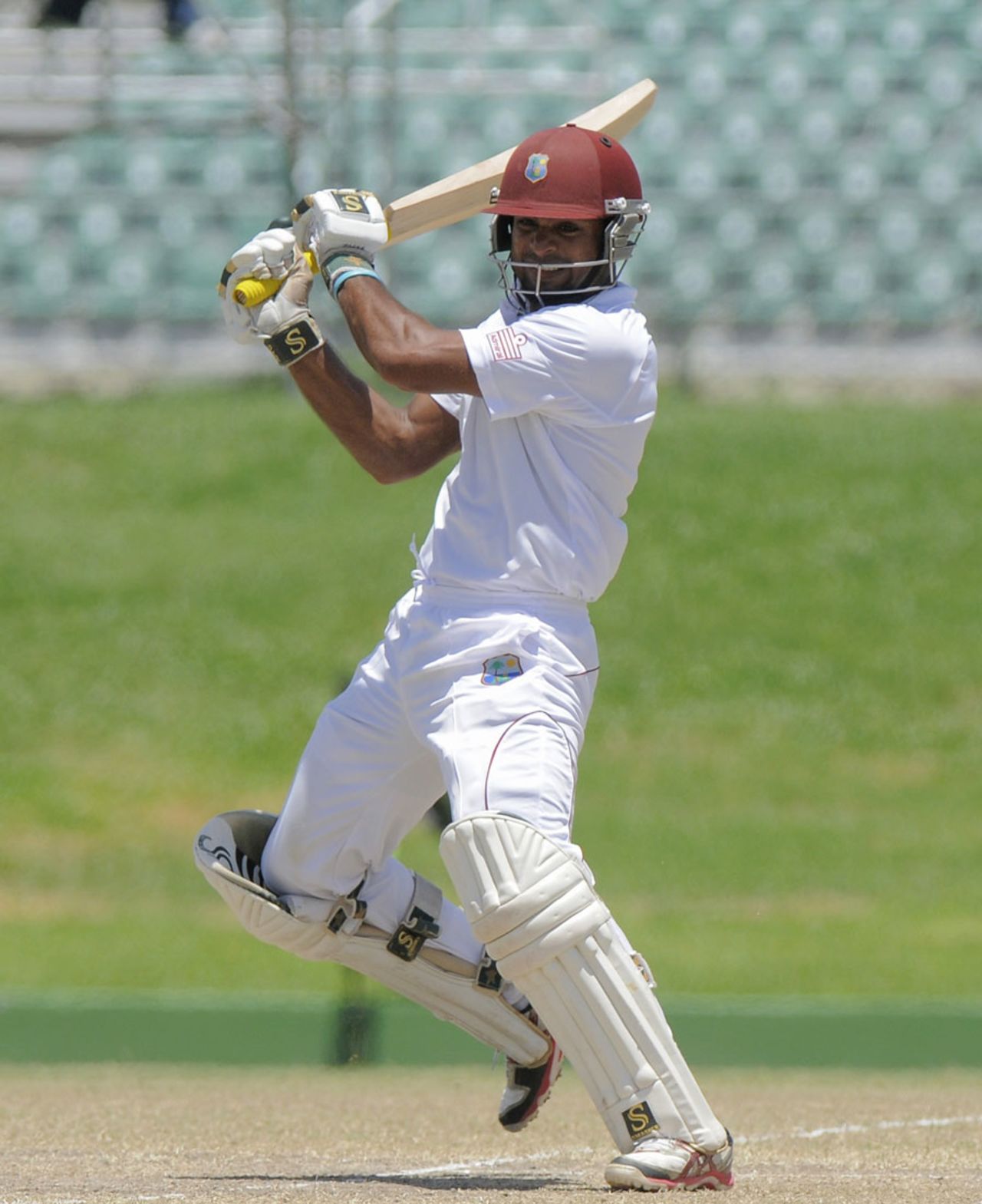Assad Fudadin cuts the ball through the off-side, West Indies A v Sri Lanka A, 1st unofficial Test, 3rd day, St Kitts, June 7, 2013