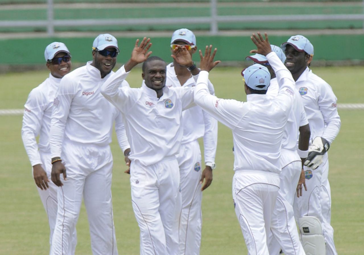 Jonathan Carter celebrates after picking up a wicket, West Indies A v Sri Lanka A, 2nd unofficial Test, 1st day, Kingstown, June 12, 2013