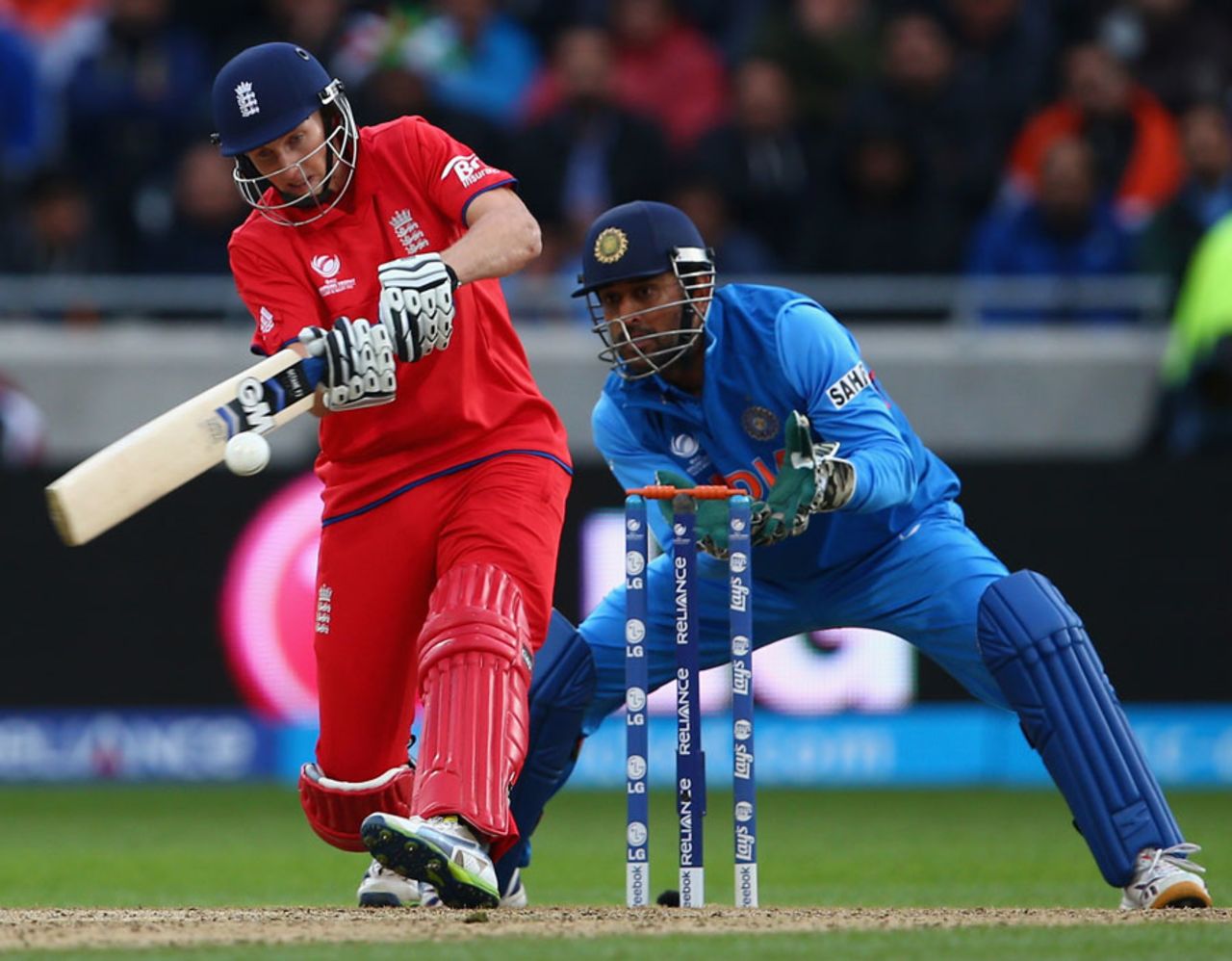 Joe Root looks to whack to the leg side, England v India, Champions Trophy final, Edgbaston, June 23, 2013