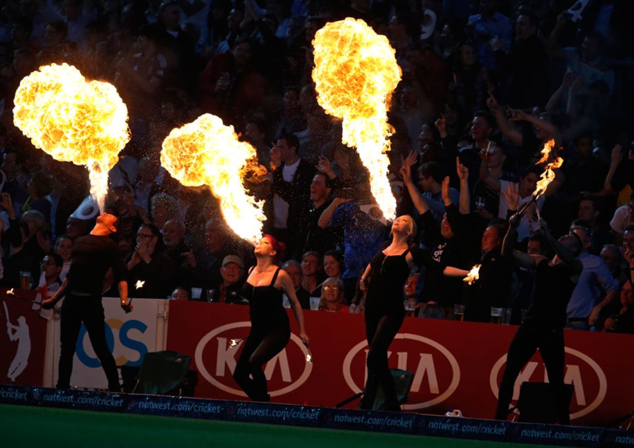 Fire breathers entertain the Oval crowd, England v New Zealand, 1st T20, The Oval, June 25, 2013