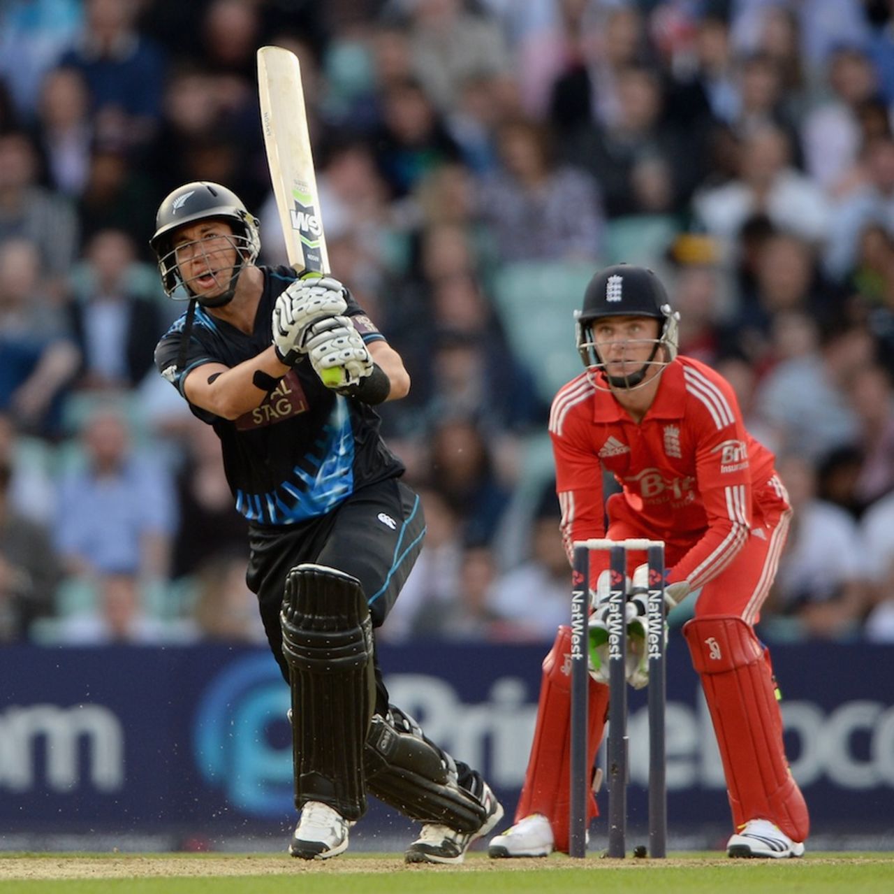 Ross Taylor hits one back, England v New Zealand, 1st T20, The Oval, June 25, 2013
