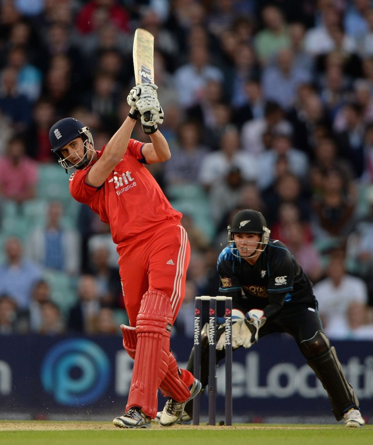 Alex Hales swings one to the on side, England v New Zealand, 1st T20, The Oval, June 25, 2013