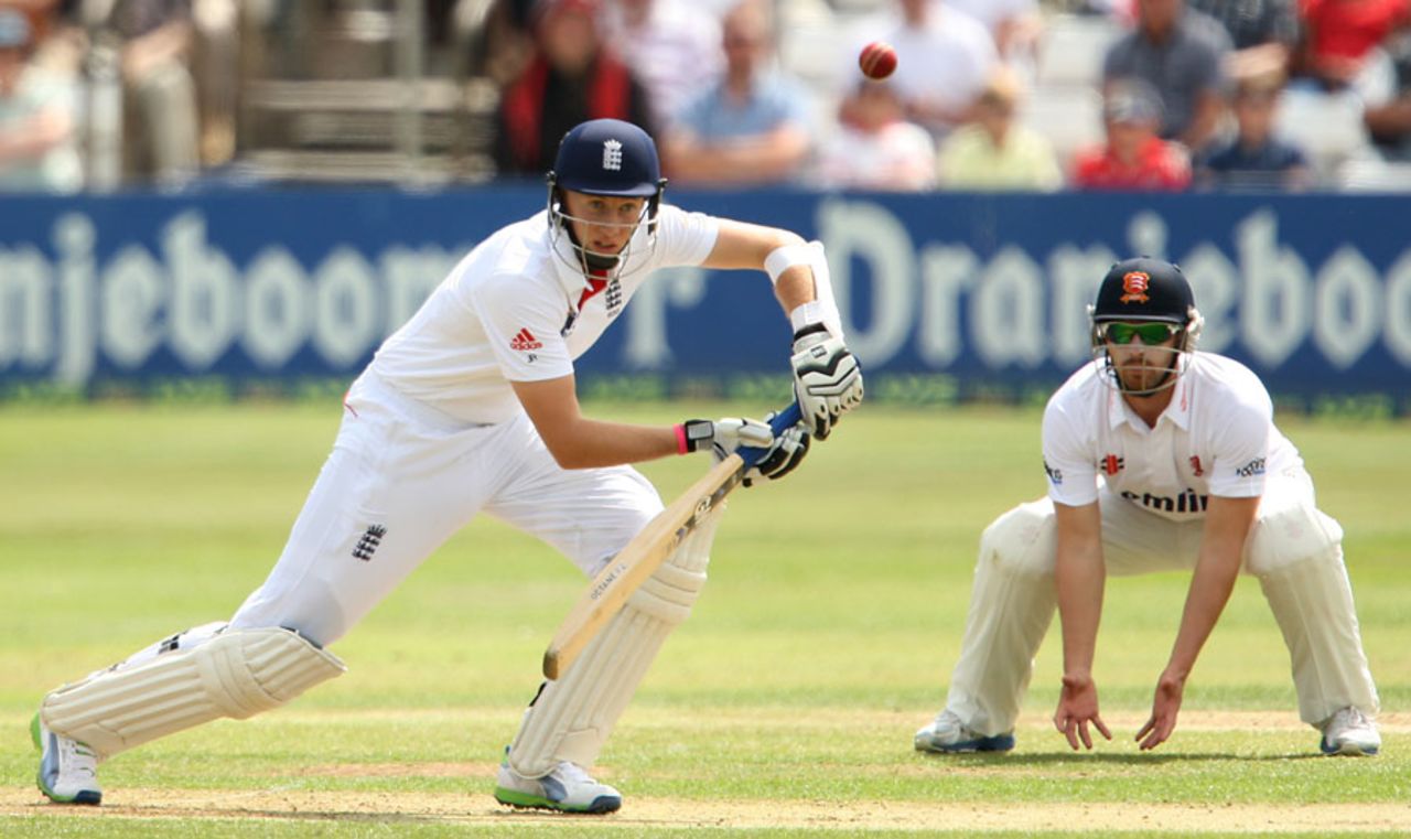 Joe Root drives the ball through the off side, Essex v England, 1st day, Chelmsford, June 30, 2013