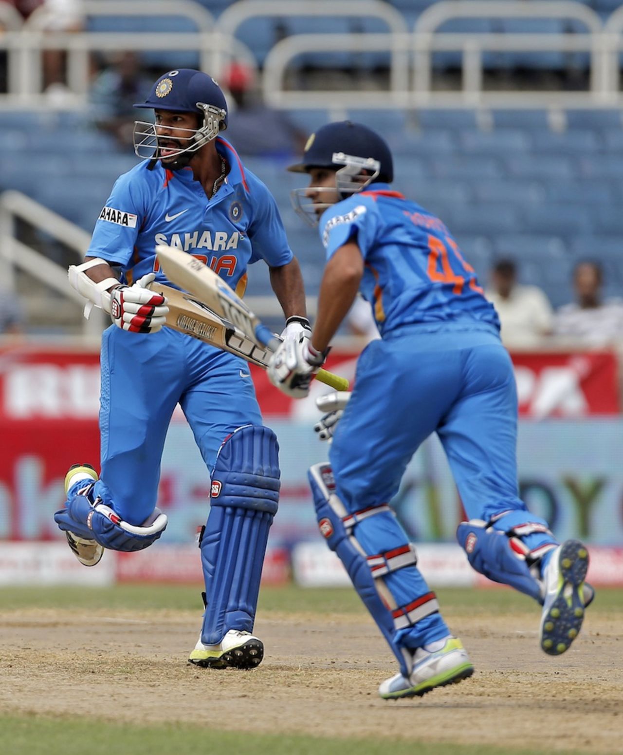 Shikhar Dhawan calls for a run, West Indies v India, West Indies tri-series, Kingston, June 30, 2013