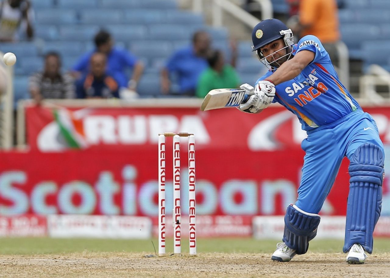 Rohit Sharma drives over cover, West Indies v India, West Indies tri-series, Kingston, June 30, 2013