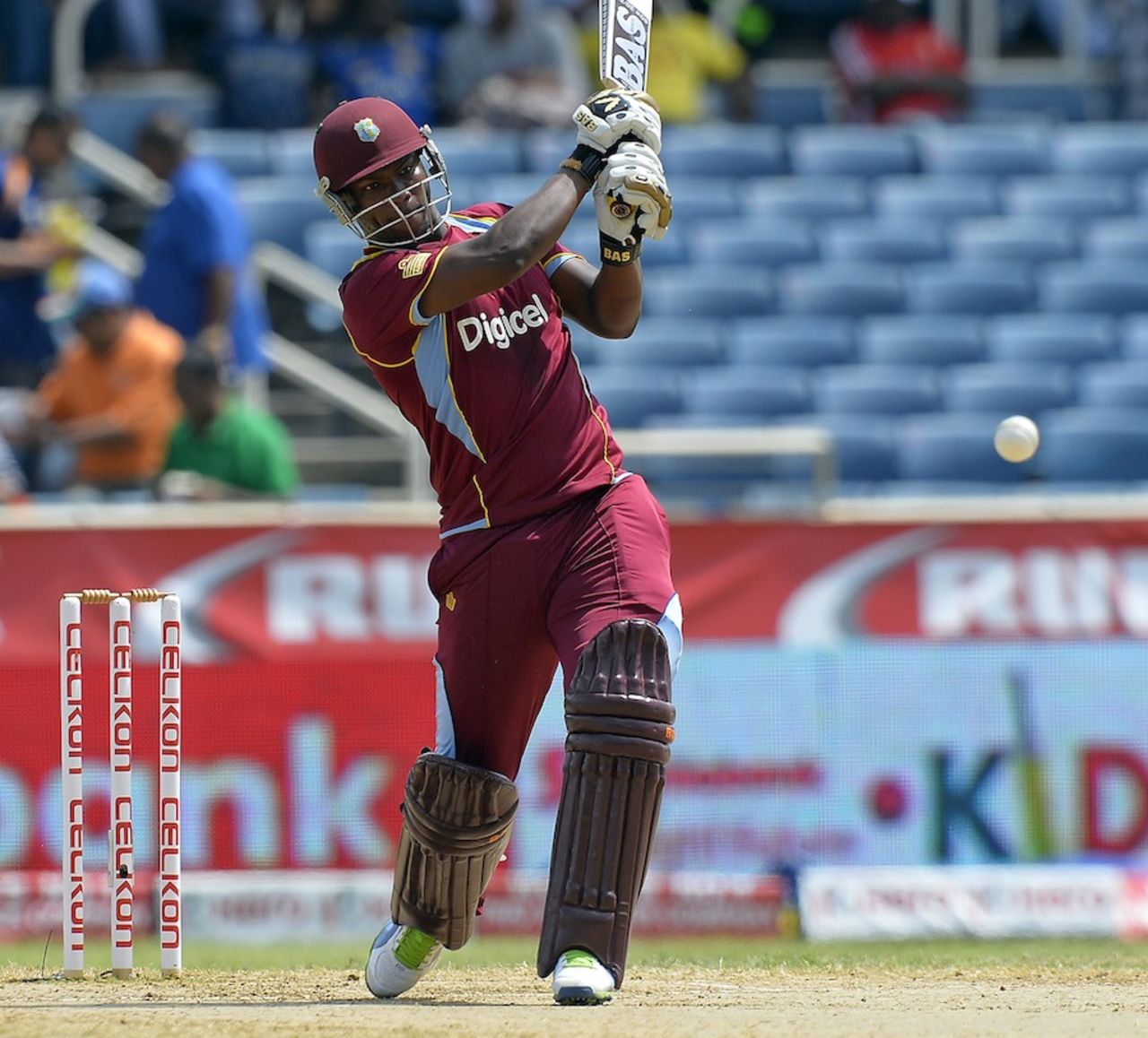 Johnson Charles powers one down the ground, West Indies v India, West Indies tri-series, Kingston, June 30, 2013