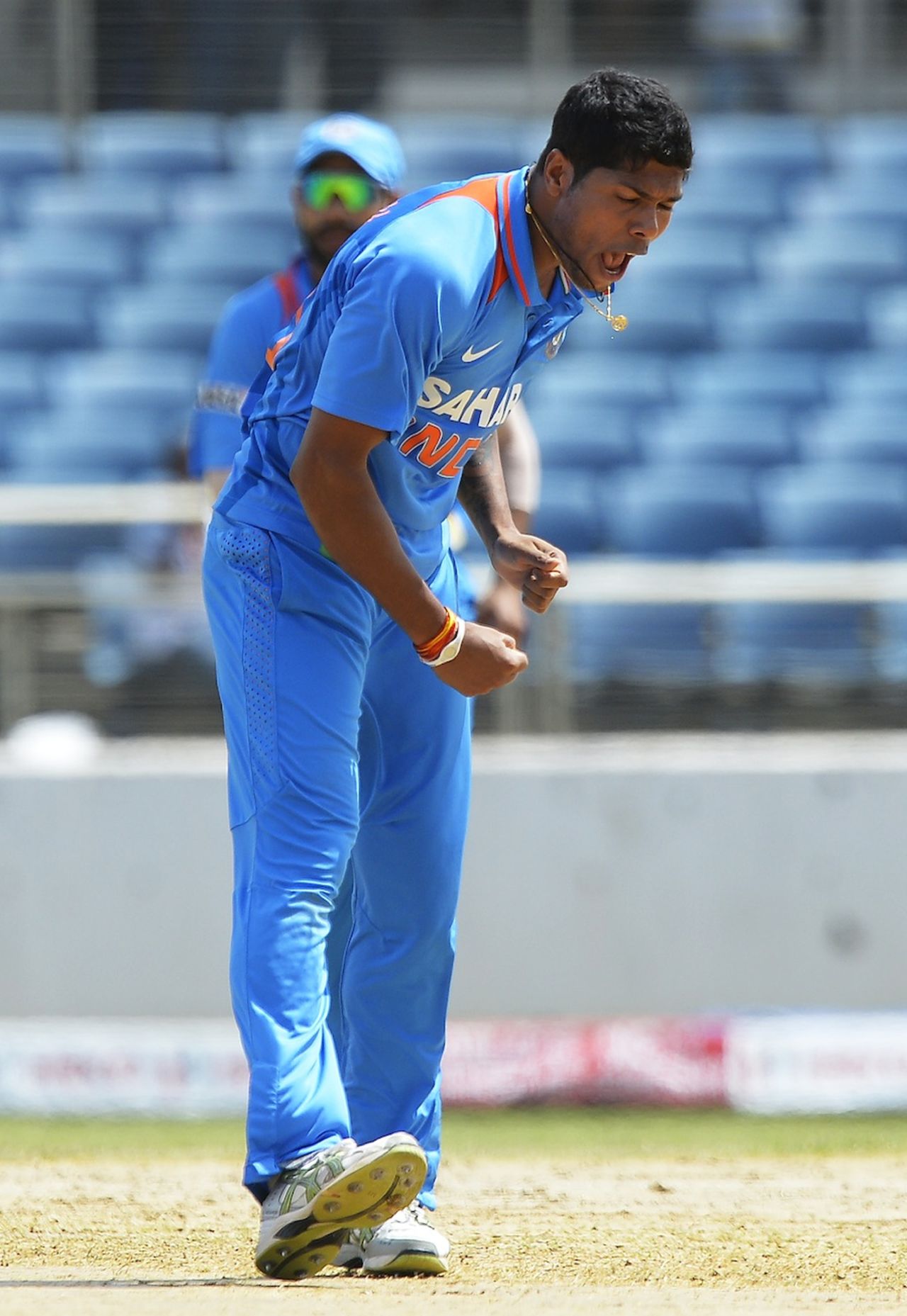 Umesh Yadav dismissed Devon Smith for a duck, West Indies v India, West Indies tri-series, Kingston, June 30, 2013