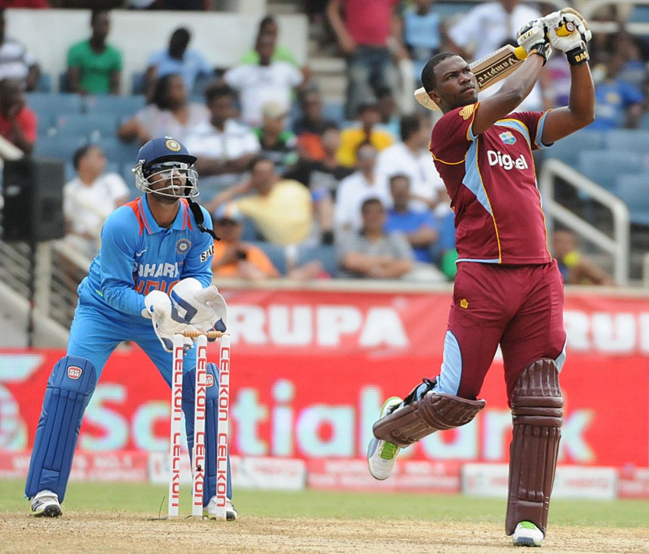 Johnson Charles goes over the top, West Indies v India, West Indies tri-series, Kingston, June 30, 2013