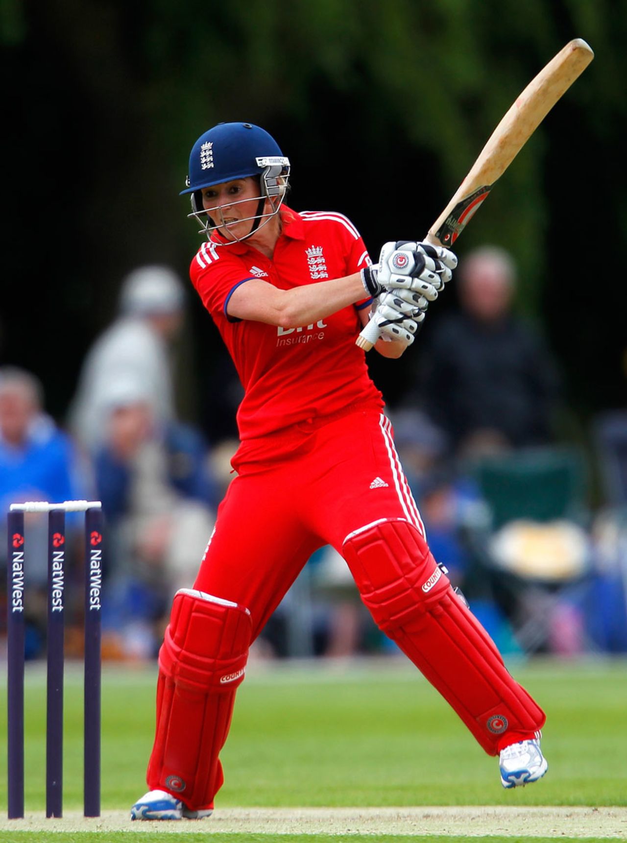Charlotte Edwards chops into the off side on her way to 83, England v Pakistan, 1st women's ODI, Louth, July 1, 2013