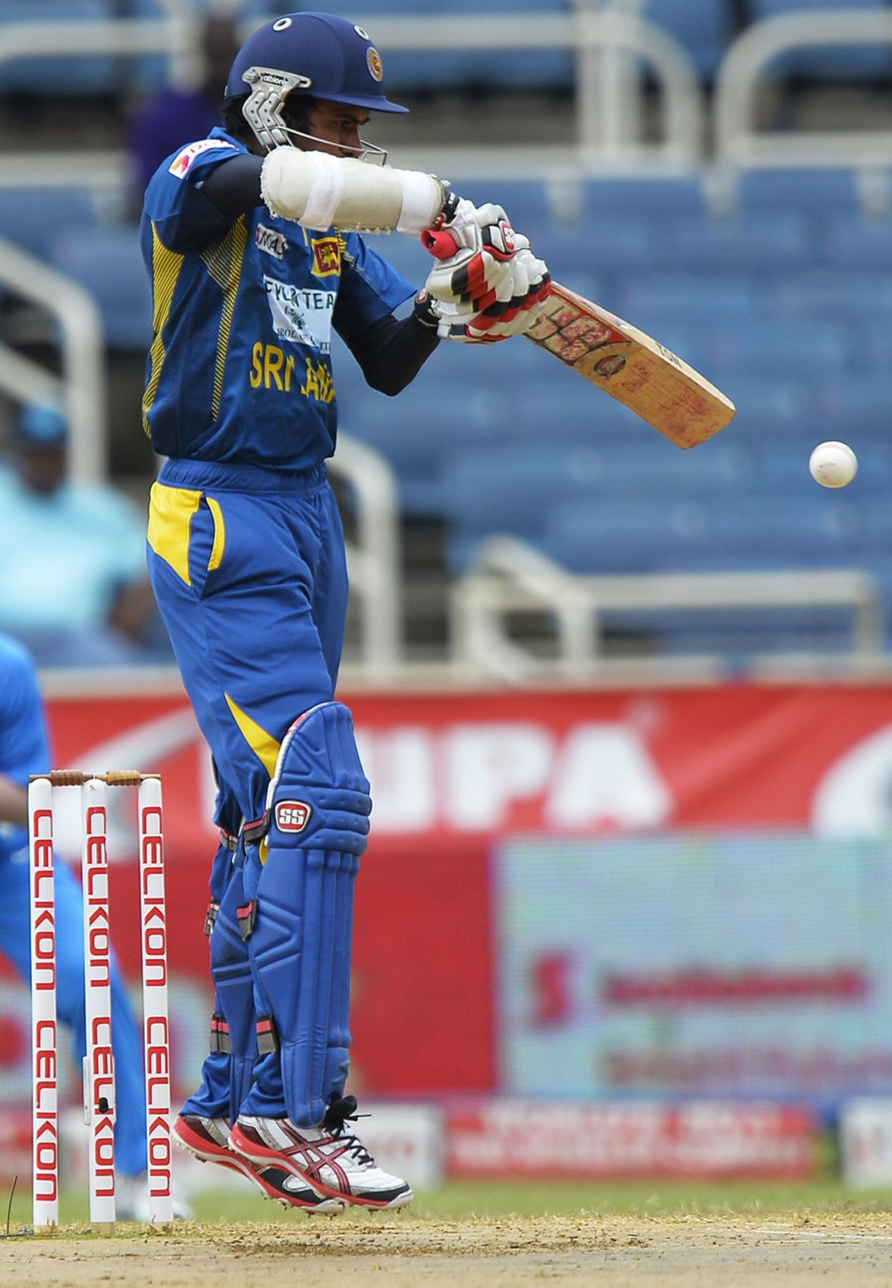 Upul Tharanga gets on his toes to hit one square, India v Sri Lanka, West Indies tri-series, Kingston, July 2, 2013