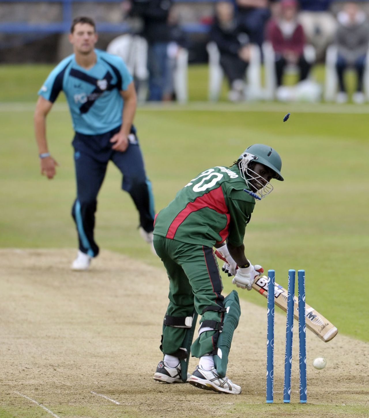 Rob Taylor bowled Nelson Odhiambo for 17, Scotland v Kenya, ICC World Cricket League Championship, Aberdeen, July 2, 2013 