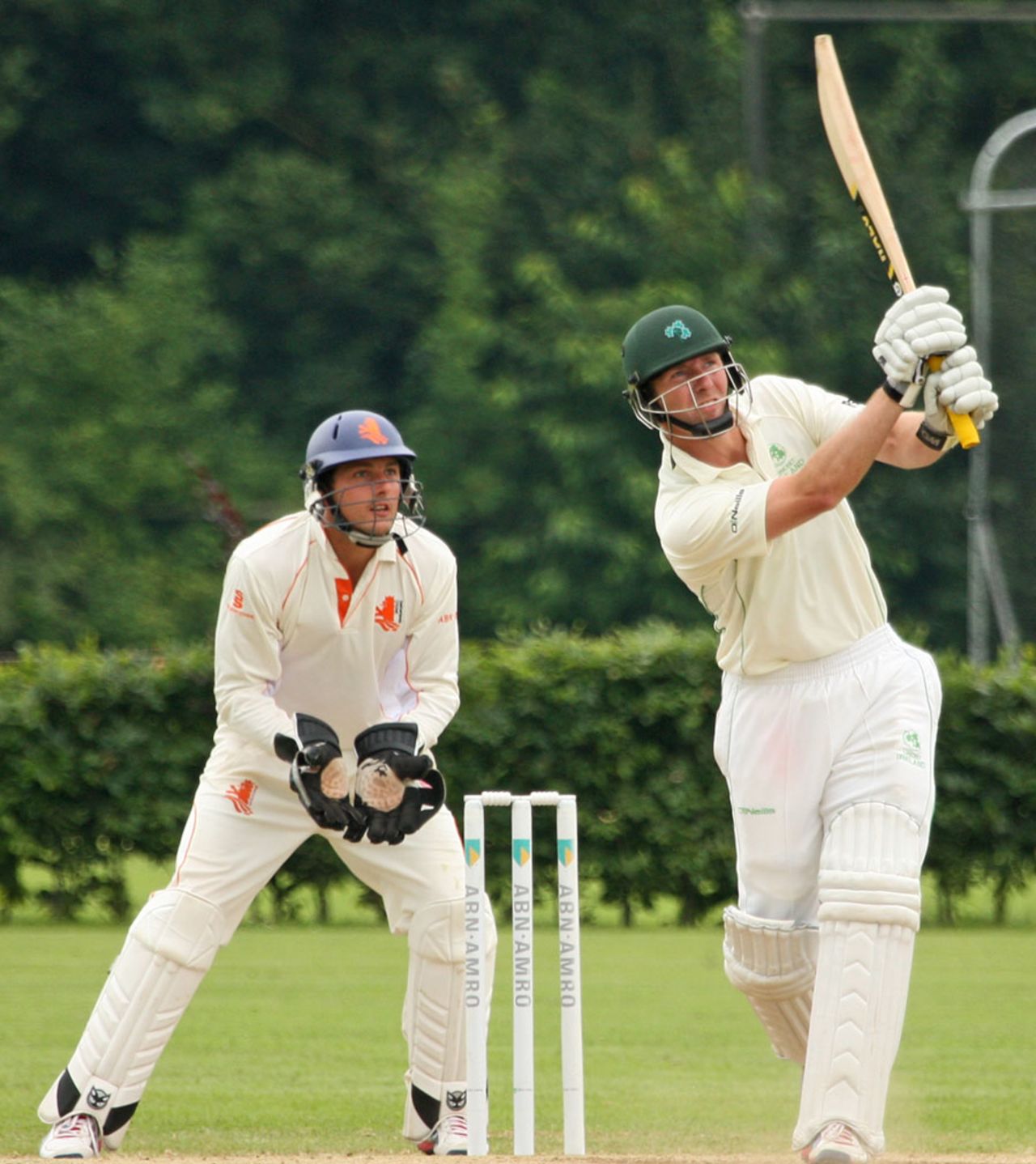 Andrew White plays a lofted shot in his innings of 62, Netherlands v Ireland, ICC Intercontinental Cup, 3rd day, Deventer, July 3, 2013