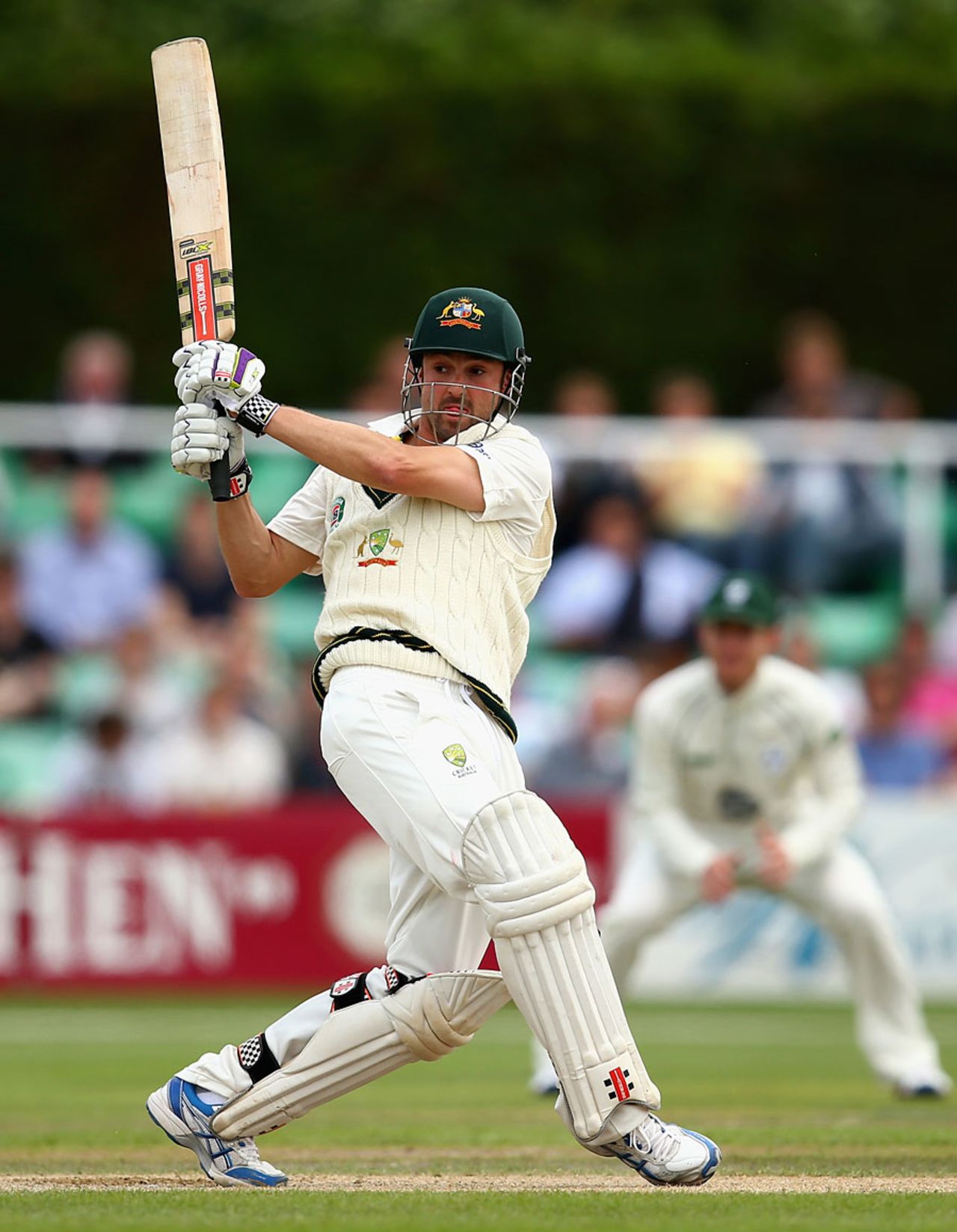 Ed Cowan pulls during his second innings, Worcestershire v Australians, Tour match, New Road, 3rd day, July 4, 2013