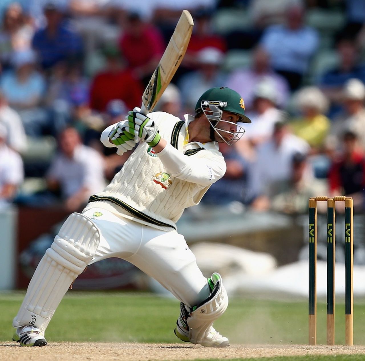 Phillip Hughes crashes one through off side, Worcestershire v Australians, Tour match, New Road, 3rd day, July 4, 2013