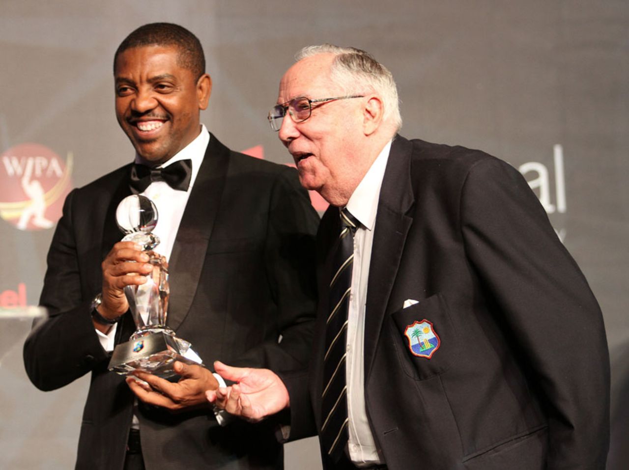 Jackie Hendriks with his WICB Lifetime Achievement Award, Port-of-Spain, July 4, 2013