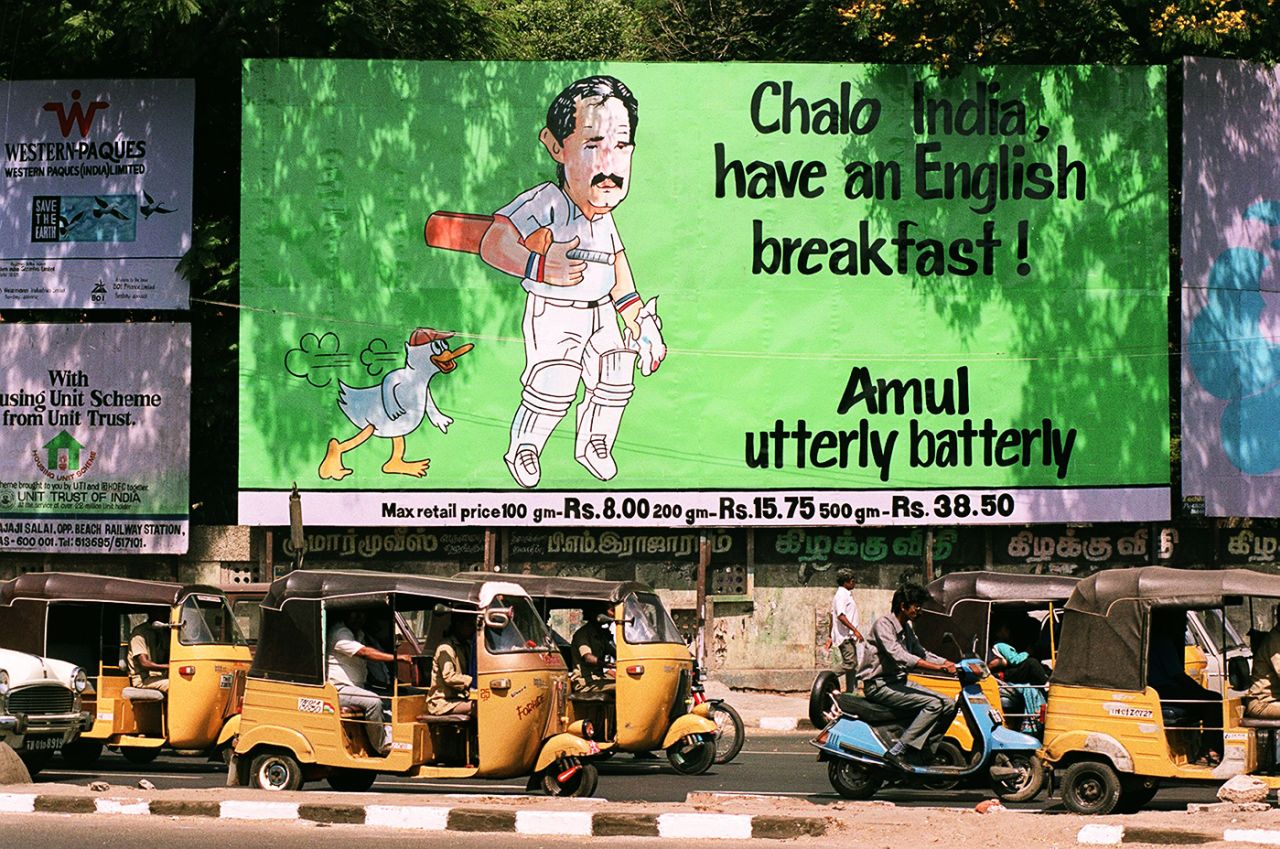 An Amul advertisement featuring Graham Gooch in Chennai, February 15, 1993