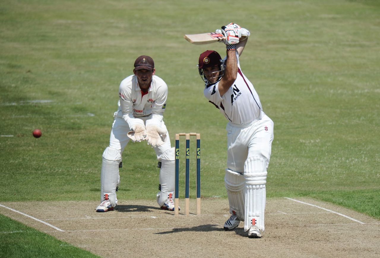 Kyle Coetzer drives during his innings of 38, Northamptonshire v Lancashire, County Championship, Division Two, Wantage Road, 1st day, July 8, 2013