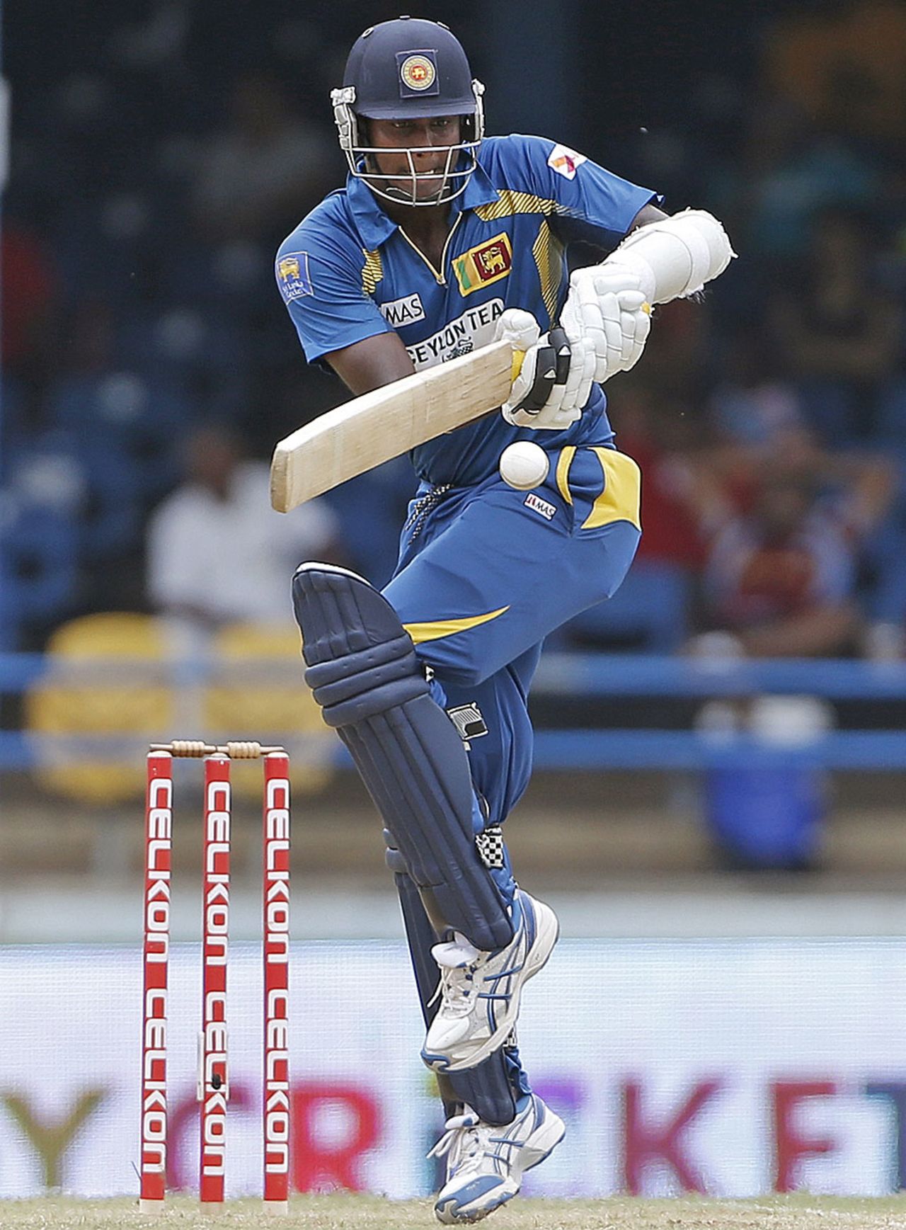 Angelo Mathews plays a one-legged pull, West Indies v Sri Lanka, West Indies tri-series, Port-of-Spain, July 8, 2013