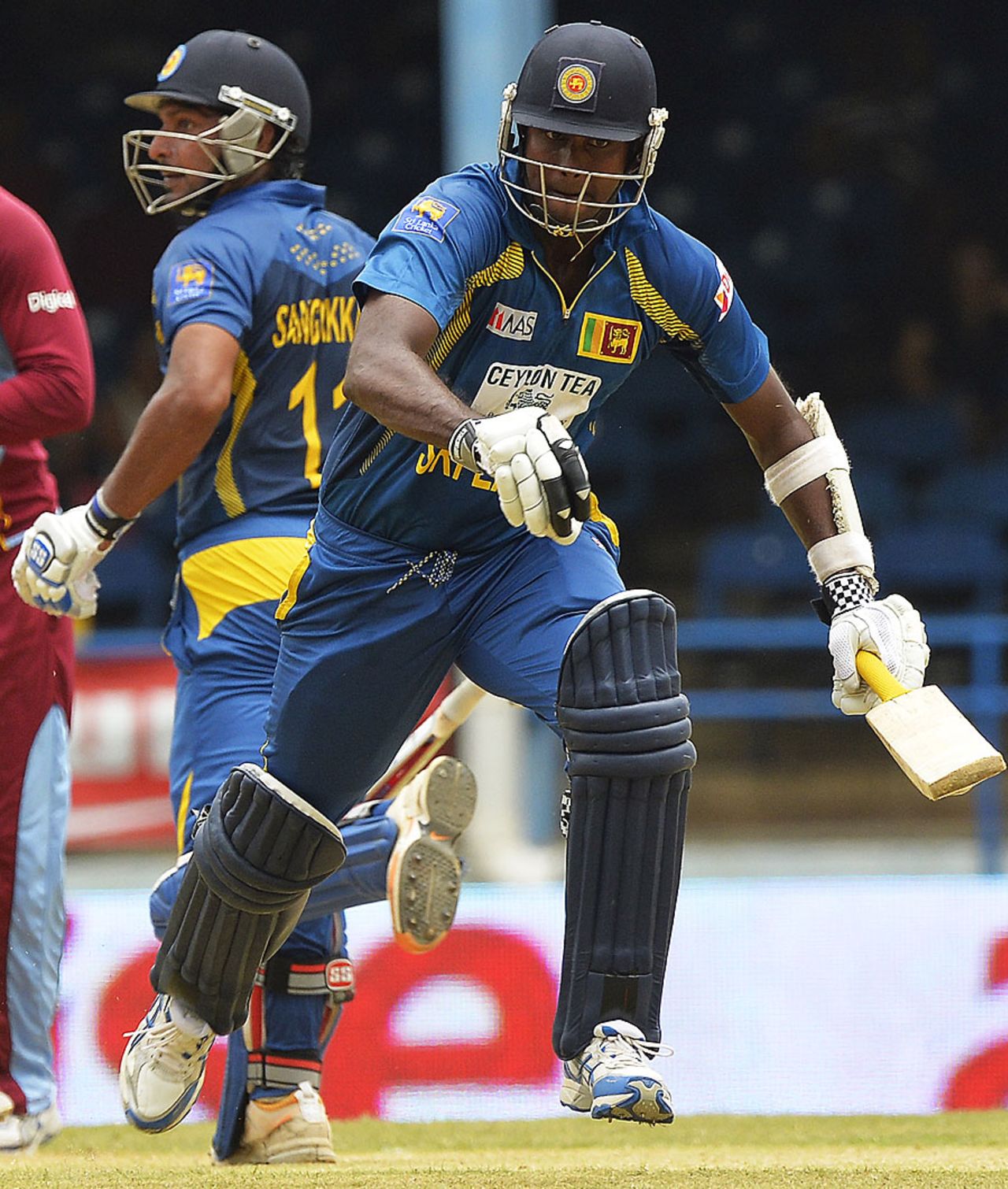 Angelo Mathews and Kumar Sangakkara take a run, West Indies v Sri Lanka, West Indies tri-series, Port-of-Spain, July 8, 2013